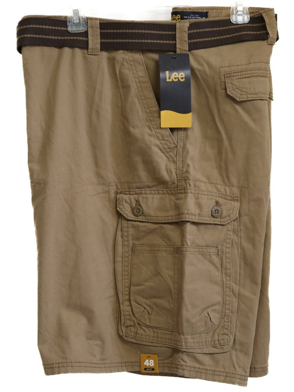 NWT Lee Men's Big And Tall Dungarees Belted Wyoming Cargo Shorts Bourbon Size 48